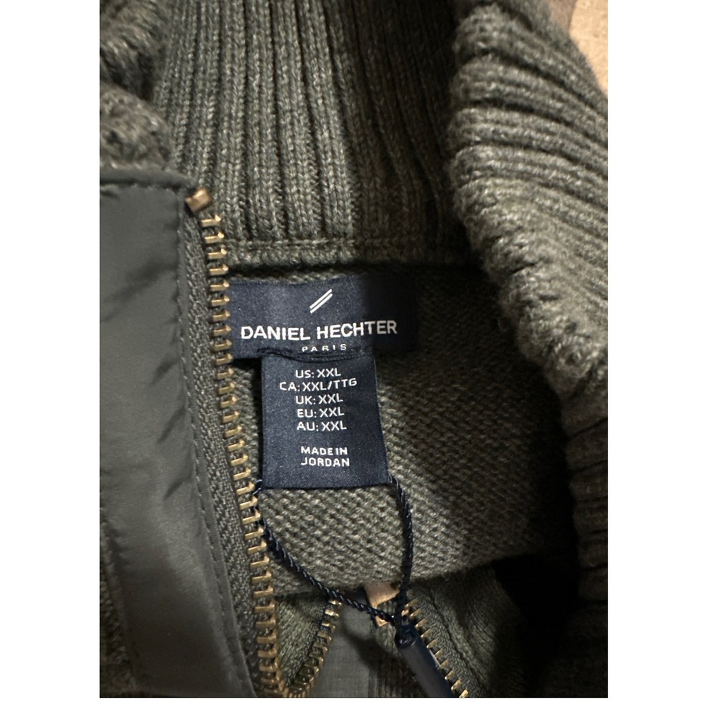 NWT DANIEL HECHTER Paris Men's Full Zip Knit Sweater Dark Green XXL Cotton Blend - Picture 14 of 14